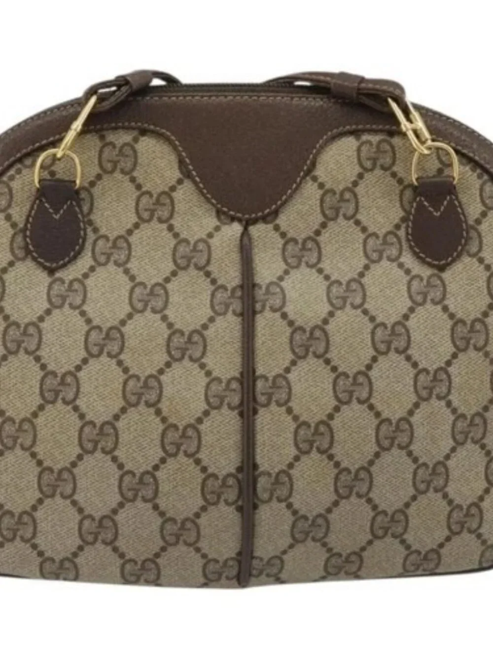 GUCCI GG Supreme Web Sherry Line Bag PVC Beige Gold 904 02 047 Auth 189616